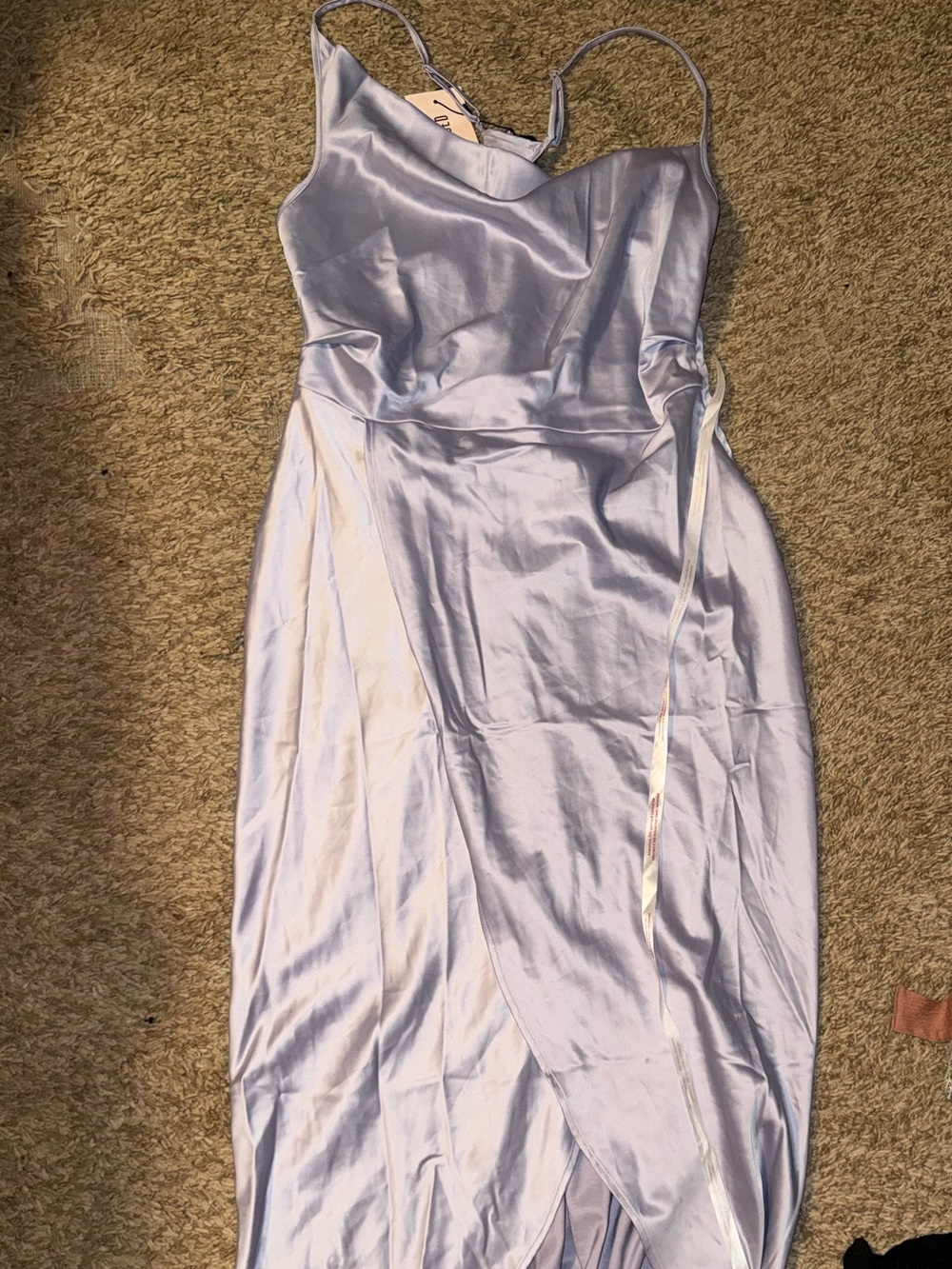 Missguided Lilac Satin Cowl Neck Maxi Dress